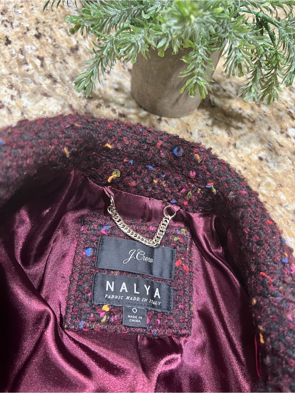 J. Crew Nalya Wool Burgundy Boucle Double-Breasted Pea Coat 0 - Picture 4 of 10